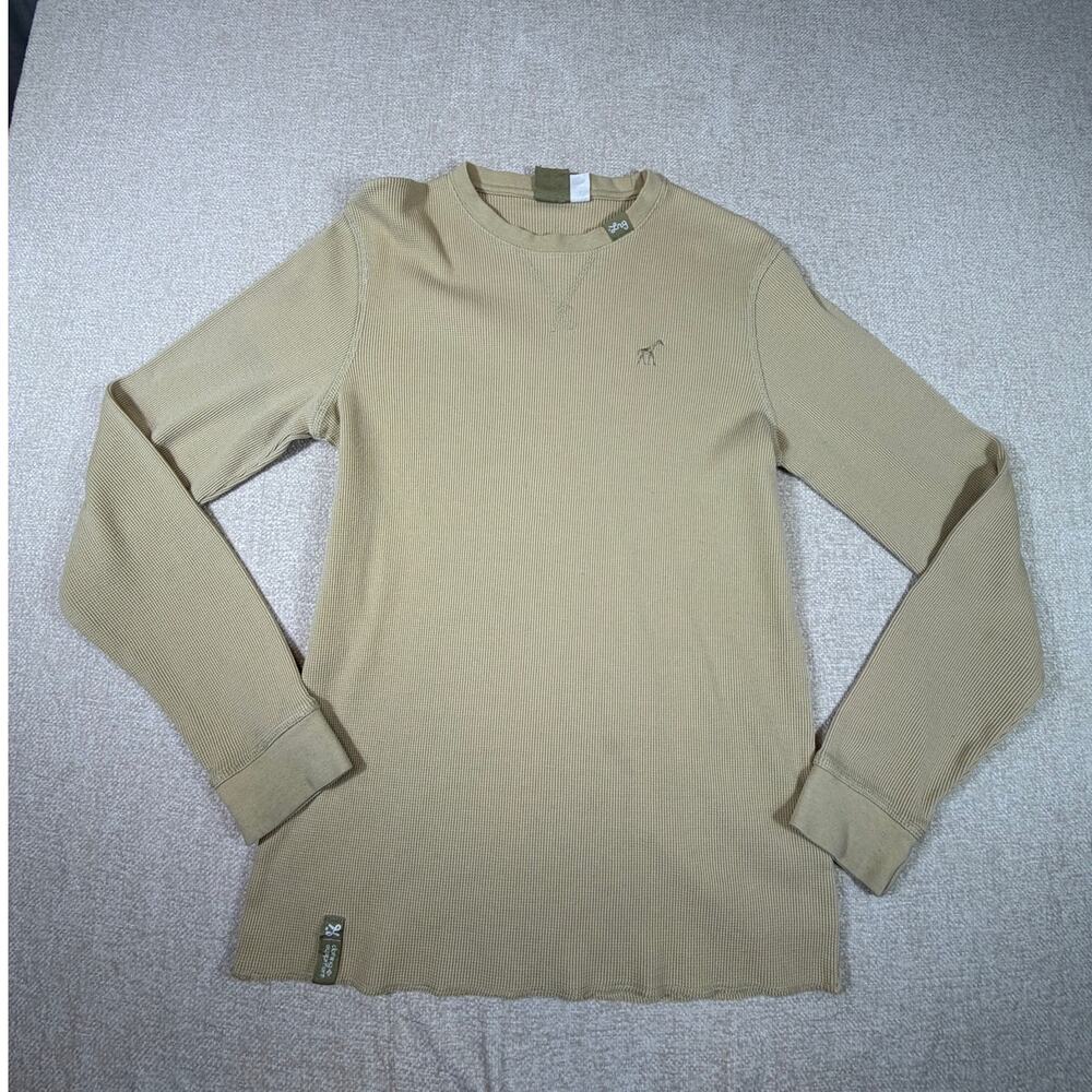 LRG Lifted Research Group Men's Large Tan Waffle Knit Long Sleeve Pullover Top